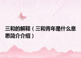 三和的解释（三和青年是什么意思简介介绍）