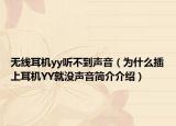 无线耳机yy听不到声音（为什么插上耳机YY就没声音简介介绍）