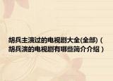 胡兵主演过的电视剧大全(全部)（胡兵演的电视剧有哪些简介介绍）