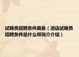 试睡员招聘条件具备（酒店试睡员招聘条件是什么呀简介介绍）