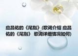 应昌佑的《尾指》(歌词介绍 应昌佑的《尾指》 歌词详细情况如何)