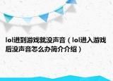 lol进到游戏就没声音（lol进入游戏后没声音怎么办简介介绍）