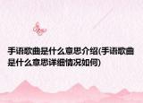 手语歌曲是什么意思介绍(手语歌曲是什么意思详细情况如何)