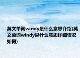 英文单词windy是什么意思介绍(英文单词windy是什么意思详细情况如何)