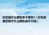 红色加什么颜色等于黄色?（红色加黄色等于什么颜色简介介绍）