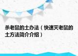 杀老鼠的土办法（快速灭老鼠的土方法简介介绍）