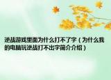 逆战游戏里面为什么打不了字（为什么我的电脑玩逆战打不出字简介介绍）