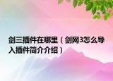 剑三插件在哪里（剑网3怎么导入插件简介介绍）