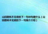 山回路转不见君的下一句诗句是什么（山回路转不见君的下一句简介介绍）