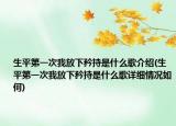 生平第一次我放下矜持是什么歌介绍(生平第一次我放下矜持是什么歌详细情况如何)