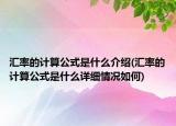 汇率的计算公式是什么介绍(汇率的计算公式是什么详细情况如何)