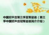 中国好声音第三季亚军是谁（第三季中国好声音冠军是谁简介介绍）