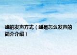 蝉的发声方式（蝉是怎么发声的简介介绍）