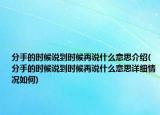 分手的时候说到时候再说什么意思介绍(分手的时候说到时候再说什么意思详细情况如何)