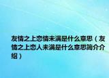 友情之上恋情未满是什么意思（友情之上恋人未满是什么意思简介介绍）