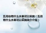 五月份有什么水果可以采摘（五月有什么水果可以采摘简介介绍）