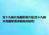 甘十九妹片尾曲歌词介绍(甘十九妹片尾曲歌词详细情况如何)