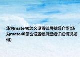 华为mate40怎么设置锁屏壁纸介绍(华为mate40怎么设置锁屏壁纸详细情况如何)