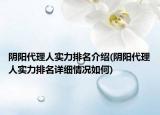 阴阳代理人实力排名介绍(阴阳代理人实力排名详细情况如何)