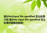 提示No(input file specified 怎么处理介绍 提示No input file specified 怎么处理详细情况如何)