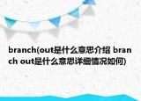 branch(out是什么意思介绍 branch out是什么意思详细情况如何)