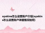 opskins怎么设置账户介绍(opskins怎么设置账户详细情况如何)