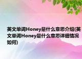 英文单词Honey是什么意思介绍(英文单词Honey是什么意思详细情况如何)