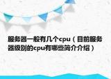 服务器一般有几个cpu（目前服务器级别的cpu有哪些简介介绍）