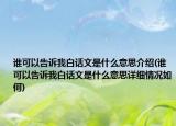 谁可以告诉我白话文是什么意思介绍(谁可以告诉我白话文是什么意思详细情况如何)