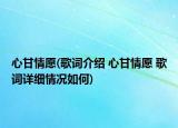 心甘情愿(歌词介绍 心甘情愿 歌词详细情况如何)