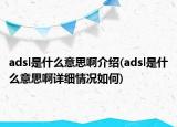adsl是什么意思啊介绍(adsl是什么意思啊详细情况如何)