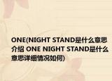 ONE(NIGHT STAND是什么意思介绍 ONE NIGHT STAND是什么意思详细情况如何)