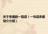 关于承诺的一段话（一句话承诺简介介绍）
