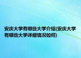 安庆大学有哪些大学介绍(安庆大学有哪些大学详细情况如何)