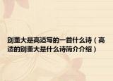 别董大是高适写的一首什么诗（高适的别董大是什么诗简介介绍）