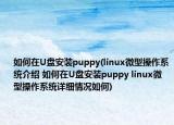 如何在U盘安装puppy(linux微型操作系统介绍 如何在U盘安装puppy linux微型操作系统详细情况如何)