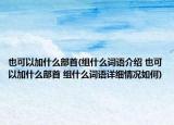 也可以加什么部首(组什么词语介绍 也可以加什么部首 组什么词语详细情况如何)