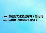 cmd快速格式化磁盘命令（如何利用cmd格式化磁盘简介介绍）
