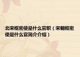 北宋枢密使是什么官职（宋朝枢密使是什么官简介介绍）