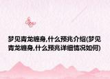 梦见青龙缠身,什么预兆介绍(梦见青龙缠身,什么预兆详细情况如何)