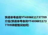 快递单号查询YT4806811737789介绍(快递单号查询YT4806811737789详细情况如何)