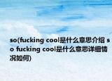so(fucking cool是什么意思介绍 so fucking cool是什么意思详细情况如何)