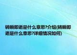 转瞬即逝是什么意思?介绍(转瞬即逝是什么意思?详细情况如何)