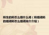 陌生的陌怎么组什么词（陌组词陌的组词陌怎么组词简介介绍）