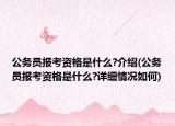 公务员报考资格是什么?介绍(公务员报考资格是什么?详细情况如何)