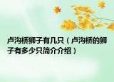 卢沟桥狮子有几只（卢沟桥的狮子有多少只简介介绍）