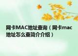 网卡MAC地址查询（网卡mac地址怎么查简介介绍）