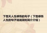 下雪天人生感悟的句子（下雪感悟人生的句子说说简短简介介绍）