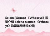 Selena(Gomez 《Whosays》歌词介绍 Selena Gomez 《Whosays》歌词详细情况如何)