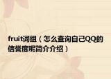 fruit词组（怎么查询自己QQ的信誉度呢简介介绍）